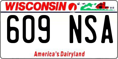 WI license plate 609NSA