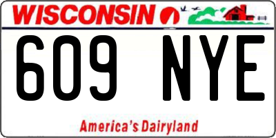 WI license plate 609NYE
