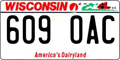 WI license plate 609OAC