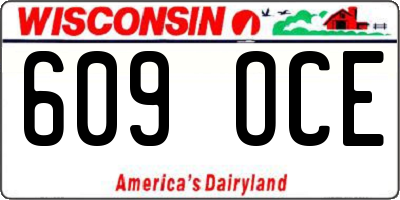 WI license plate 609OCE