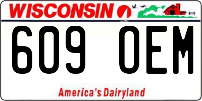 WI license plate 609OEM