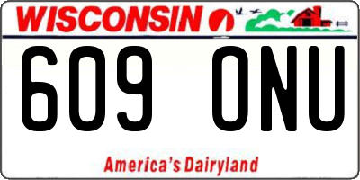 WI license plate 609ONU