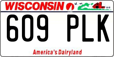WI license plate 609PLK