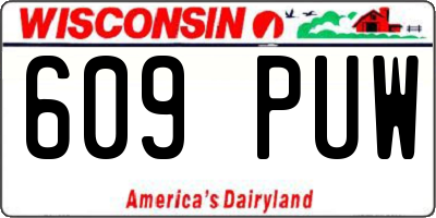 WI license plate 609PUW