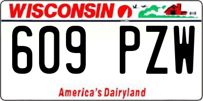 WI license plate 609PZW