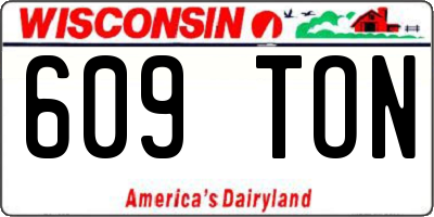 WI license plate 609TON