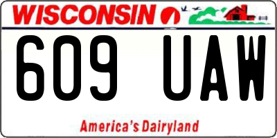 WI license plate 609UAW