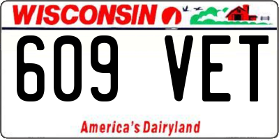 WI license plate 609VET