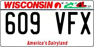 WI license plate 609VFX