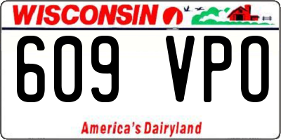 WI license plate 609VPO