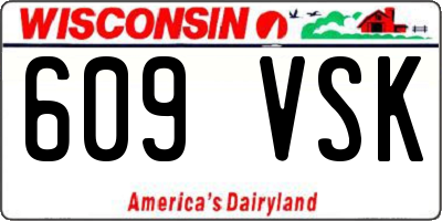 WI license plate 609VSK