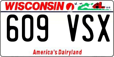 WI license plate 609VSX