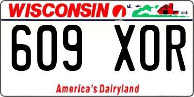 WI license plate 609XOR