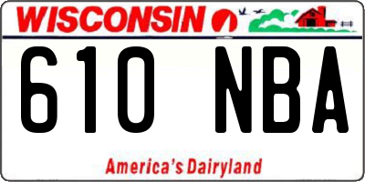 WI license plate 610NBA