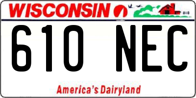 WI license plate 610NEC