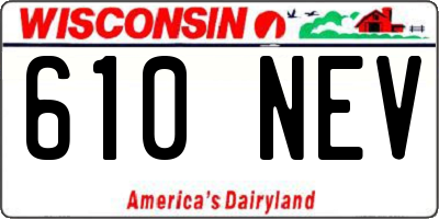 WI license plate 610NEV