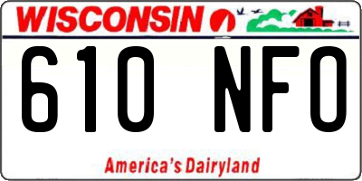 WI license plate 610NFO