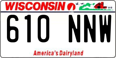 WI license plate 610NNW