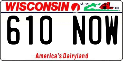 WI license plate 610NOW