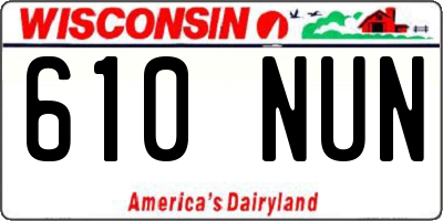WI license plate 610NUN
