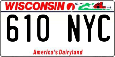 WI license plate 610NYC