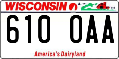 WI license plate 610OAA
