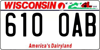 WI license plate 610OAB