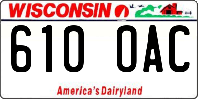 WI license plate 610OAC