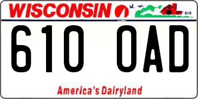 WI license plate 610OAD