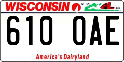 WI license plate 610OAE