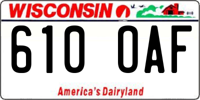 WI license plate 610OAF