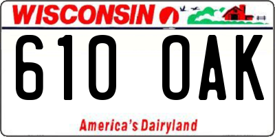 WI license plate 610OAK