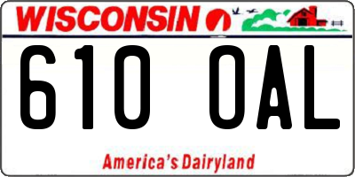 WI license plate 610OAL