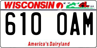 WI license plate 610OAM