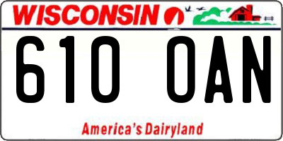 WI license plate 610OAN