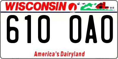 WI license plate 610OAO