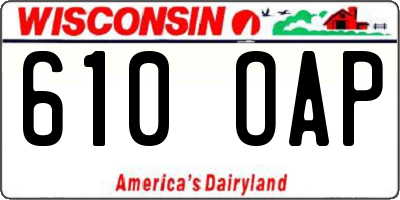 WI license plate 610OAP