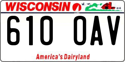 WI license plate 610OAV
