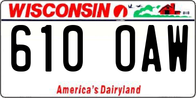 WI license plate 610OAW
