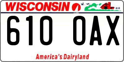 WI license plate 610OAX