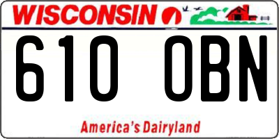WI license plate 610OBN