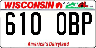 WI license plate 610OBP