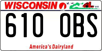 WI license plate 610OBS