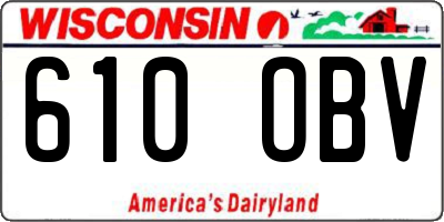 WI license plate 610OBV