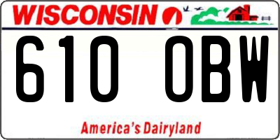 WI license plate 610OBW