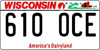 WI license plate 610OCE
