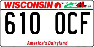 WI license plate 610OCF