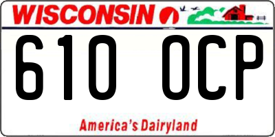 WI license plate 610OCP