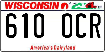 WI license plate 610OCR