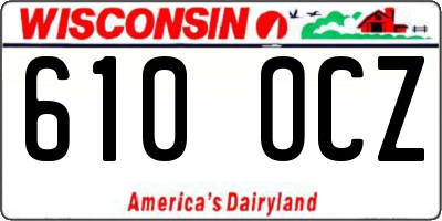 WI license plate 610OCZ